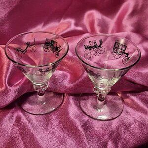 Retro Cordial Glass ‘Curio’ Vintage Libbey Glasses with Buggies MCM 50s